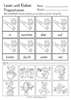 Aperçu - Feuilles d'exercices - Allemand Deutsch Präpositionen Lesen und Kleben - Page 3