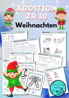 Vorschau - Arbeitsblätter - Addition bis 10: Weihnachten, Zahlenraum bis 10, Rechengeschichten, Malen und Rechnen - Deckblatt