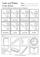 Vorschau - Arbeitsblätter - Schulsachen Lesen und Kleben Deutsch als Zweitsprache - Seite 3