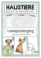 Vorschau - Arbeitsblätter - HAUSTIERE Lesespaziergang - Deckblatt