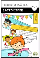 Vorschau - Arbeitsblätter - Satzglieder - Subjekt & Prädikat - Sommer - Pool - Deckblatt