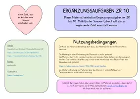 Vorschau - Arbeitsblätter - Ergänzungsaufgaben ZR 10 - Seite 1