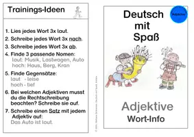 Vorschau - Arbeitsblätter - Deutsch mit Spaß: Adjektive 1, Wortinfo - Seite 1