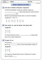 Vorschau - Arbeitsblätter - Brüche vergleichen und ordnen (gleichnamig Brüche) - Merkeintrag mit Lösungen - Seite 1