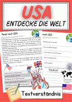 Vorschau - Arbeitsblätter - USA Leseverstehen DaZ Texte Lesen Klasse 6 Deutsch - Deckblatt