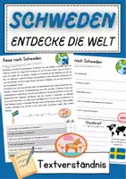 Vorschau - Arbeitsblätter - Schweden DaZ Leseverstehen Klasse 4 Lesetext mit Fragen Deutsch - Deckblatt