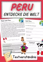 Vorschau - Arbeitsblätter - Peru DaZ Leseverstehen Klasse 4 Lesetext mit Fragen Deutsch - Deckblatt