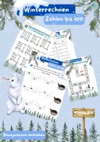 Vorschau - Arbeitsblätter - Winterrechnen (Klasse 3-4): Zahlen bis 100 - Deckblatt