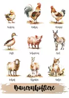 Vorschau - Poster - Bauernhoftiere Lernposter | Wortschatz für Kindergarten & Vorschule - Deckblatt