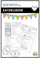 Vorschau - Arbeitsblätter - Wortarten vs Satzglieder - Grammatik - Deckblatt