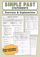 Vorschau - Arbeitsblätter - Simple Past Statements – Exercises and Explanations (regular & irregular verbs) - Deckblatt