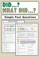 Vorschau - Arbeitsblätter - Simple Past Questions – Exercises & Explanations (inkl. Lösungen) - Deckblatt
