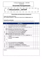 Vorschau - Arbeitsblätter - Kompetenzen & Klassenarbeit 9 Mathematik Prismen & Zylinder und Irrationale Zahlen und Quadratwurzel - Deckblatt