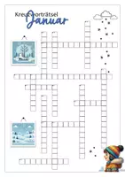 Vorschau - Arbeitsblätter - Kreuzworträtsel Januar/Neujahr, 4.-6. Klasse - Deckblatt