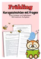 Vorschau - Arbeitsblätter - Frühling Kurzgeschichten mit Fragen - Deckblatt