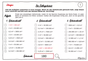 Vorschau - Arbeitsblätter - Escaperoom: Einheiten umrechnen (Flächen und Volumen) - Seite 1