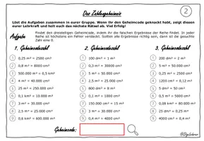 Vorschau - Arbeitsblätter - Escaperoom: Einheiten umrechnen (Flächen und Volumen) - Seite 2