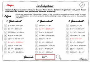 Vorschau - Arbeitsblätter - Escaperoom: Einheiten umrechnen (Flächen und Volumen) - Seite 3