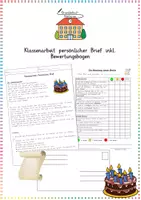Vorschau - Klassenarbeiten - Persönlicher Brief: Klassenarbeit & Bewertungsbogen - Deutsch - Kl. 3/4 - Deckblatt