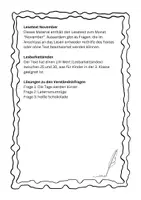 Vorschau - Unterrichtsreihen - November Lesetext für Leseverständnis mit Fragen - Seite 1