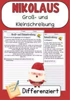 Vorschau - Arbeitsblätter - Nikolaus Deutsch Klasse 2 bis 3 Groß- und Kleinschreibung Abschreibetext Grammatik - Deckblatt