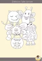 Vorschau - selbst erstellte Cliparts/Grafiken - 24 Monster in Farbe und Schwarz Weiß als Clipart Set im PNG-Format - Seite 2