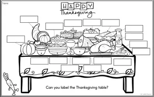 anteprima - Esercizi - Thanksgiving Dinner - Labelling Worksheet - Pagina 2
