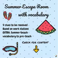 Vista previa - Juegos / Gamificación - Summer Camp Escape Room English EFL ESL Stations PDF Breakout - página 1