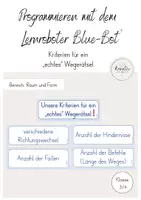 Vorschau - Präsentationen/Tafelbilder - Programmieren mit den Blue-Bots® - Kriterien für ein "echtes" Wegerätsel - Deckblatt