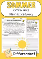 Vorschau - Arbeitsblätter - Sommer DaZ Groß und Kleinschreibung Klasse 5 Deutsch Grammatik DaF - Deckblatt