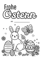 Vorschau - Mal- und Bastelvorlagen - Osterkarte Ostern Grußkarte Ausmalvorlage Deutsch - Seite 1