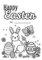 Vorschau - Mal- und Bastelvorlagen - Osterkarte Ostern Grußkarte Ausmalvorlage Englisch - Seite 1