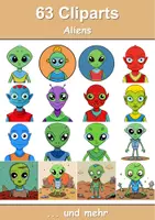 Vorschau - Mal- und Bastelvorlagen - Farbiges Clipartsset Thema Aliens - Deckblatt