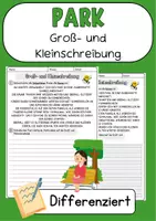 Vorschau - Arbeitsblätter - Park Groß und Kleinschreibung Klasse 4 Abschreibetext Deutschübungen - Deckblatt