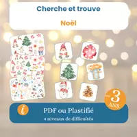 Aperçu - Jeux - Cherche et Trouve de Noël – 60 cartes & 4 niveaux de difficulté (jeu familial et ateliers) - Page de couverture