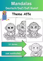 Vorschau - Mal- und Bastelvorlagen - Ausmalbilder & Mandalas PAKET Thema Affen - Grundschule - Bastelvorlagen - Seite 1