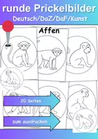 Vorschau - Arbeitsblätter - runde Prickelbilder / Fensterbilder Thema Affe - Grundschule - Bastelvorlagen - Deckblatt