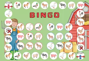 Vorschau - Spiele - Bingo-Brettspiel zum Wortfeld "Farm animals" - Seite 1