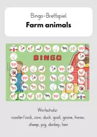 Vorschau - Spiele - Bingo-Brettspiel zum Wortfeld "Farm animals" - Deckblatt