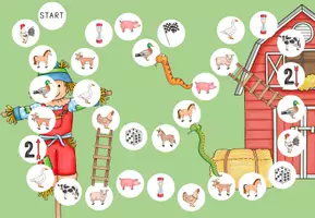 Vorschau - Spiele - Snakes and Ladders: Brettspiel Farm animals - Seite 1