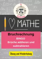 Vorschau - Spiele - Bingo Brüche addieren & subtrahieren (Klasse 5/ 6/ 7) – Spiel & Übung | Mit 32 Bingokarten - Deckblatt