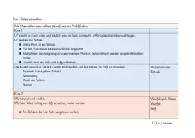 Vorschau - Stundenentwürfe - Unterrichtsplanung Sätze schreiben - Deckblatt