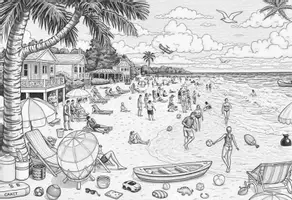 Vorschau - Bildkarten - Strand im Sommer - Wimmelbild - Seite 2