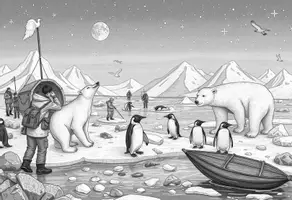 Vorschau - Poster - Arktis mit Eisbären, Pinguinen und Forschern - Wimmelbild - Seite 2