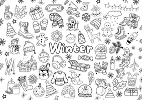Vorschau - Mal- und Bastelvorlagen - Ausmalbild zum Thema "Winter" - Seite 1