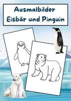 Vorschau - Mal- und Bastelvorlagen - Ausmalbilder Eisbär und Pinguine, passend zum Winter - Deckblatt