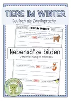 Vorschau - Arbeitsblätter - TIERE IM WINTER Nebensätze bilden - Deckblatt