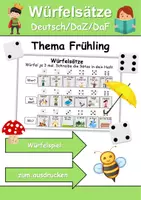 Vorschau - Arbeitsblätter - Würfelsätze / Würfelspiel Frühling - Deutsch/DaF/DaZ - Wortspiel - Deckblatt