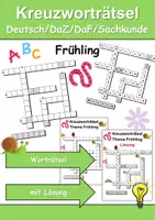 Vorschau - Arbeitsblätter - Kreuzworträtsel mit Lösung Frühling (Grundschule) - DaZ/DaF, Deutsch, Wortschatz - Deckblatt