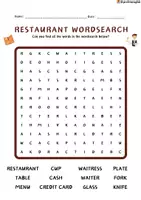 Vista previa - Hojas de trabajo - Restaurant Wordsearch! - página 1